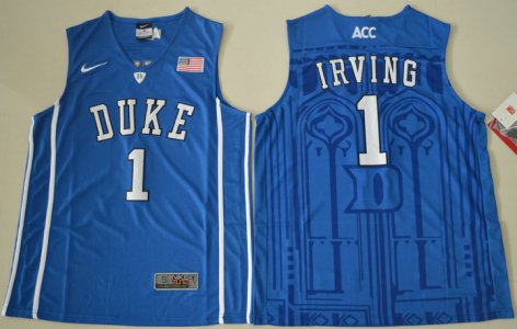 Maillot De Basket NCAA Duke Bleu Devils Kyrie Irving 1 Col V College Basketball Authentique Bleu